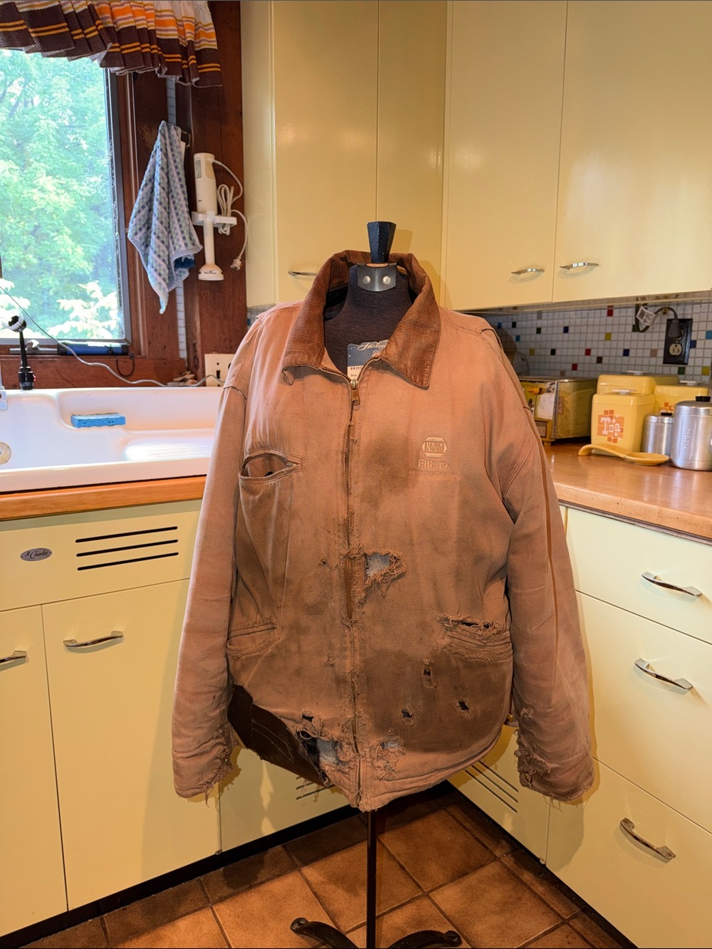 Distressed Tri Mountain Chore Coat Quilted Lining Men’s Jacket NAPA Logo